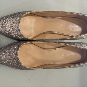 Marc Fisher Women's Pointed Toe Glitter Flats in Champagne Gold